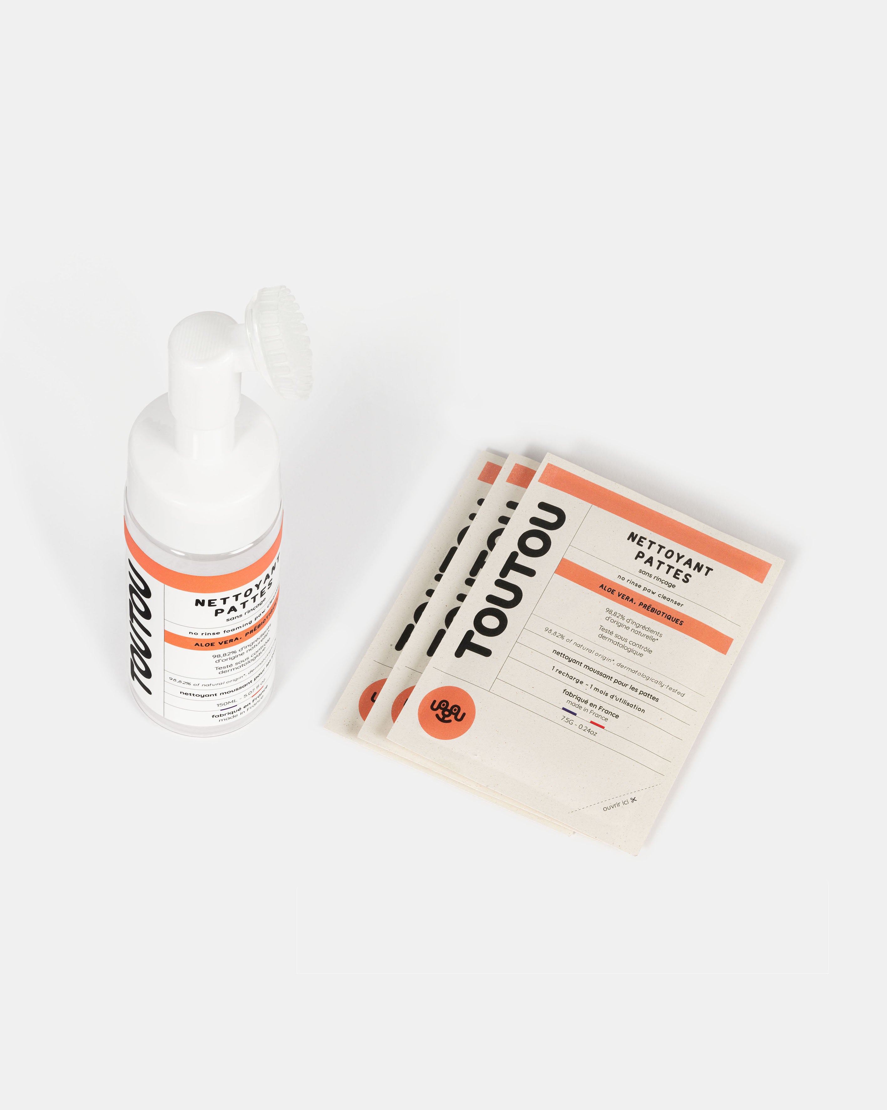 Nettoyant pattes TOUTOU CARE (flacon + recharge)